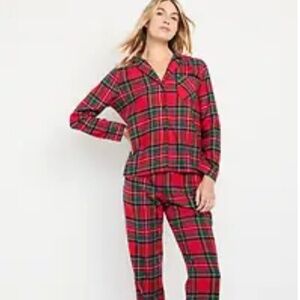 Old navy red tartan flannel PJ set women XXL